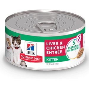 Hill's Science Diet Kitten Liver & Chicken Entree Canned Cat Food, 5.5-oz, case of 24
