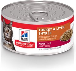 Hill's Science Diet Adult Turkey & Liver Entree Canned Cat Food, 5.5-oz, case of 24