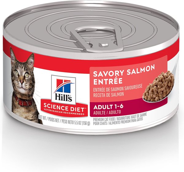 Hill's Science Diet Adult Savory Salmon Entree Canned Cat Food, 5.5-oz, case of 24 slide 1 of 10
