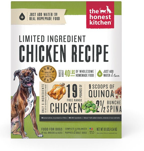 The Honest Kitchen Limited Ingredient Diet Chicken Recipe Dehydrated Dog Food, 10-lb box slide 1 of 11