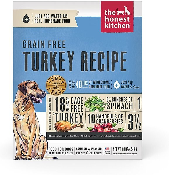 The Honest Kitchen Turkey Recipe Grain-Free Dehydrated Dog Food, 10-lb box slide 1 of 11