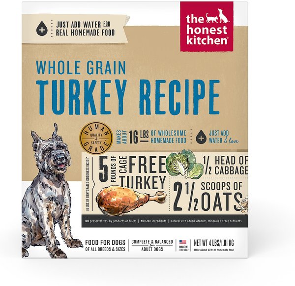 The Honest Kitchen Whole Grain Turkey Recipe Dehydrated Dog Food, 4-lb box slide 1 of 11