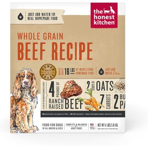 The Honest Kitchen Whole Grain Beef Recipe Dehydrated Dog Food, 4-lb box