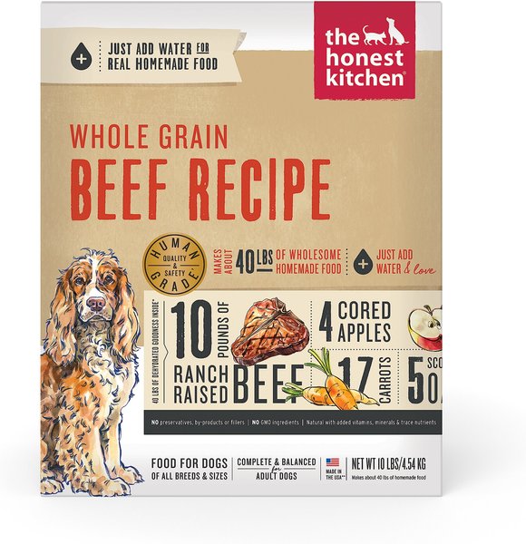 The Honest Kitchen Whole Grain Beef Recipe Dehydrated Dog Food, 10-lb box slide 1 of 11