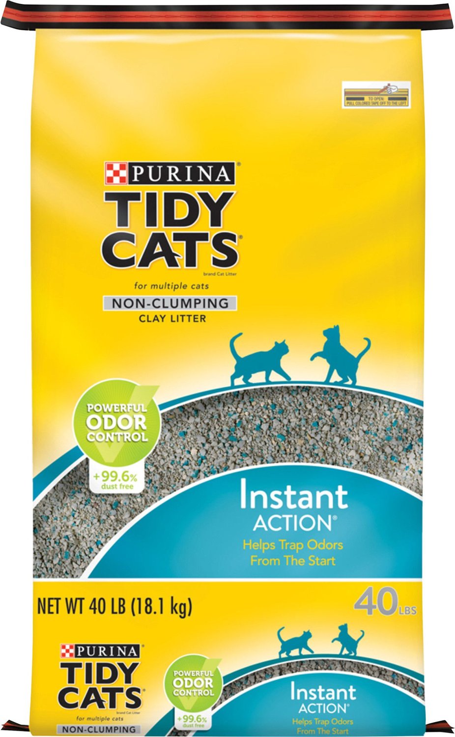 TIDY CATS Instant Action Unscented NonClumping Clay Cat Litter, 40lb