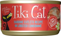 Tiki Cat Bora Bora Grill Sardine Cutlets in Lobster Consomme Grain-Free Canned Cat Food, 2.8-oz, case of 12