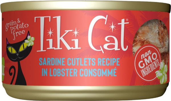 Tiki Cat Bora Bora Grill Sardine Cutlets in Lobster Consomme Grain-Free Canned Cat Food, 2.8-oz, case of 12 slide 1 of 9
