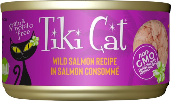 Tiki Cat Hanalei Luau Wild Salmon in Salmon Consomme Grain-Free Canned Cat Food, 2.8-oz, case of 12 slide 1 of 10