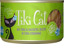 Tiki Cat Papeekeo Luau Ahi Tuna & Mackerel in Tuna Consomme Grain-Free Canned Cat Food, 2.8-oz, case of 12