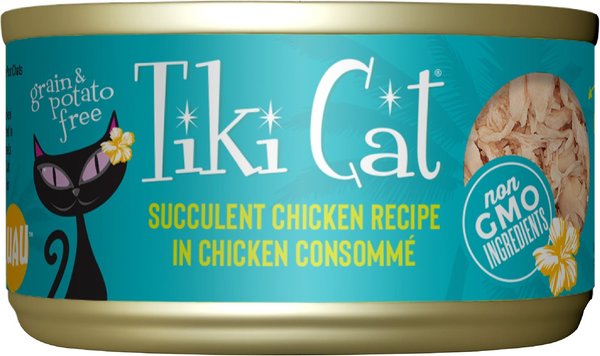 Tiki Cat Puka Puka Luau Succulent Chicken in Chicken Consomme Grain-Free Canned Cat Food, 2.8-oz can, case of 12 slide 1 of 9