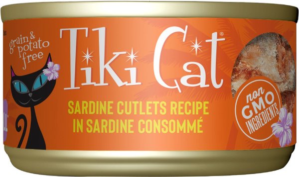 Tiki Cat Tahitian Grill Sardine Cutlets Grain-Free Canned Cat Food, 2.8-oz, case of 12 slide 1 of 9