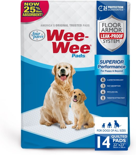 Four Paws Wee-Wee Superior Performance Dog Pee Pads, 14 count slide 1 of 12