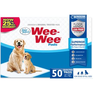 Four Paws Wee-Wee Superior Performance Dog Pee Pads, 22 x 23-in, 50 count, Unscented