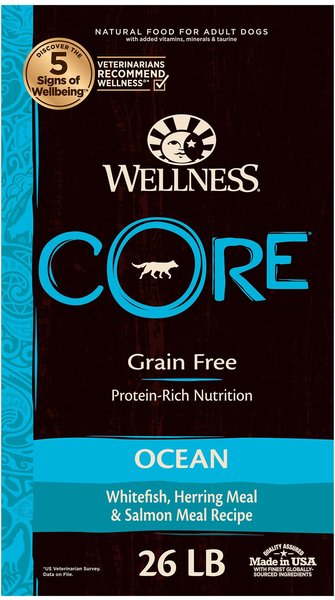 Wellness CORE Ocean Whitefish, Herring & Salmon Recipe Natural Dry Dog Food, 26-lb bag slide 1 of 8