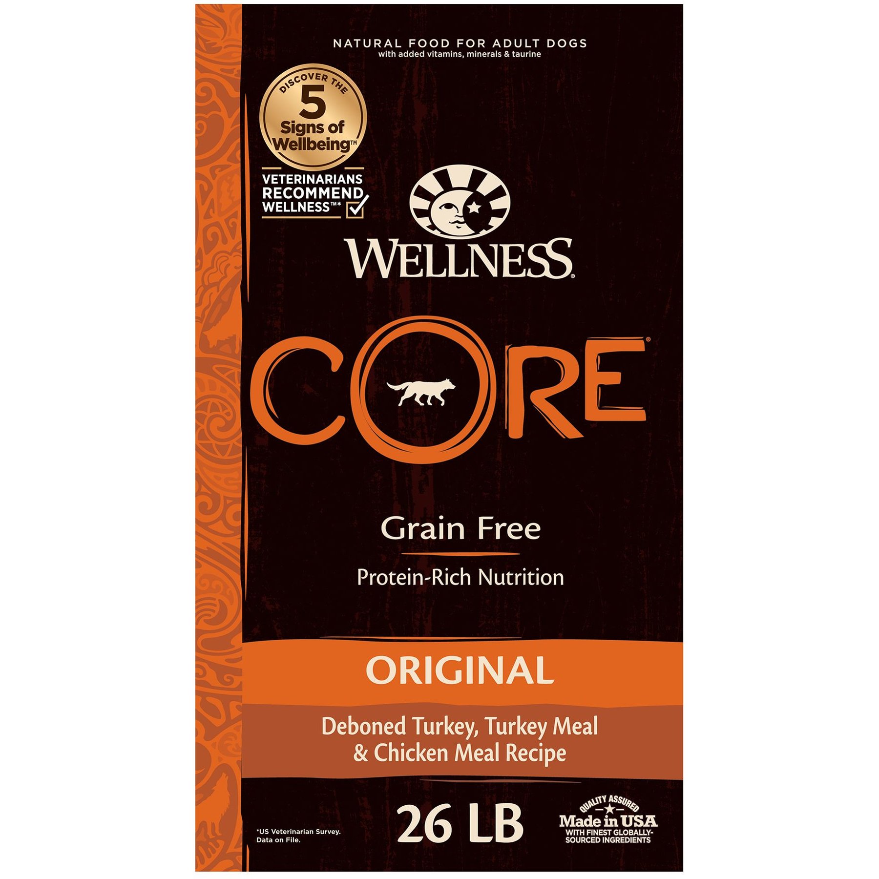 WELLNESS CORE Grain Free Original Deboned Turkey Turkey Meal Chicken Meal Recipe Dry Dog Food 26 lb bag Chewy