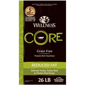 Wellness CORE Grain-Free Reduced Fat Formula Dry Dog Food, 26-lb bag