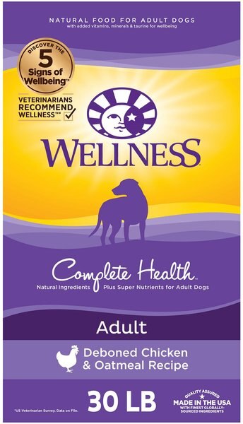 Wellness Complete Health Adult Deboned Chicken & Oatmeal Recipe Dry Dog Food, 30-lb bag slide 1 of 8