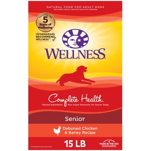Wellness Complete Health Senior Deboned Chicken & Barley Recipe Dry Dog Food, 15-lb bag