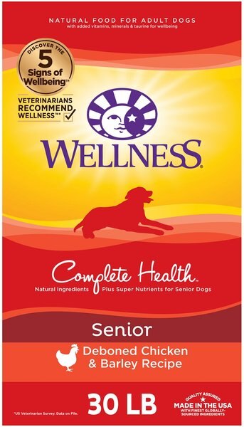 Wellness Complete Health Senior Deboned Chicken & Barley Recipe Natural Dry Dog Food, 30-lb bag slide 1 of 8