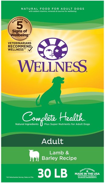 Wellness Complete Health Adult Lamb & Barley Recipe Natural Dry Dog Food, 30-lb bag slide 1 of 8