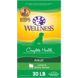 Wellness Complete Health Adult Lamb & Barley Recipe Natural Dry Dog Food, 30-lb bag