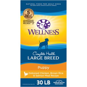 Wellness Large Breed Complete Health Puppy Deboned Chicken, Brown Rice & Salmon Meal Recipe Dry Dog Food, 30-lb bag