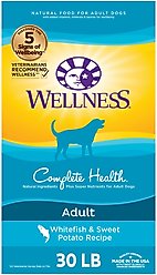 Wellness Complete Health Adult Whitefish & Sweet Potato Recipe Dry Dog Food, 30-lb bag