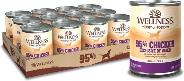 Wellness Ninety-Five Percent Chicken Grain-Free Canned Dog Food Topper, 13.2-oz, case of 12 slide 1 of 7