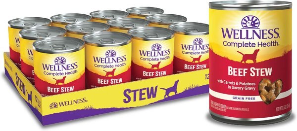Wellness Beef Stew with Carrots & Potatoes Grain-Free Canned Dog Food, 12.5-oz, case of 12 slide 1 of 8