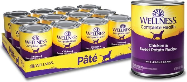 Wellness Complete Health Chicken & Sweet Potato Formula Natural Canned Dog Food, 12.5-oz, case of 12 slide 1 of 8