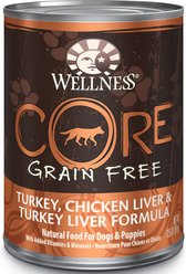 Wellness CORE Grain-Free Turkey, Chicken Liver & Turkey Liver Formula Canned Dog Food, 12.5-oz, case of 12