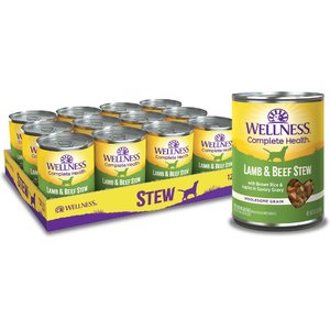 Wellness Lamb & Beef Stew with Brown Rice & Apples Canned Dog Food, 12.5-oz, case of 12