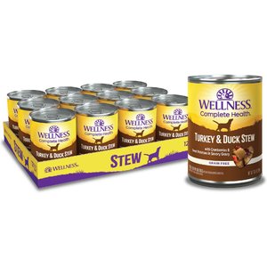 Wellness Turkey & Duck Stew with Sweet Potatoes & Cranberries Canned Dog Food, 12.5-oz, case of 12