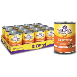 Wellness Turkey Stew with Barley & Carrots Canned Dog Food, 12.5-oz, case of 12