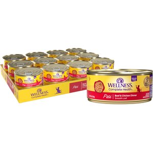 Wellness Complete Health Adult Beef & Chicken Formula Grain-Free Canned Cat Food, 5.5-oz, case of 24