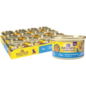 Wellness Complete Health Chicken & Herring Formula Grain-Free Canned Cat Food, 3-oz, case of 24