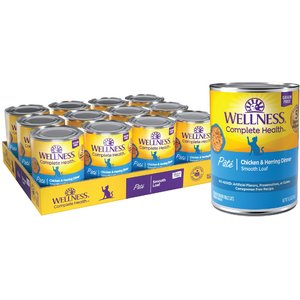 Wellness Complete Health Chicken & Herring Formula Grain-Free Canned Cat Food, 12.5-oz, case of 12