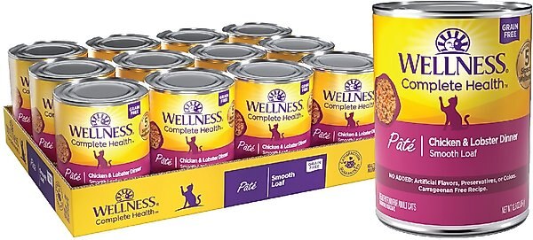 Wellness Complete Health Chicken & Lobster Formula Canned Cat Food, 12.5-oz, case of 12 slide 1 of 8