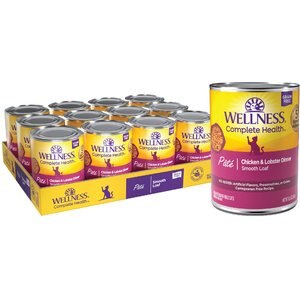 Wellness Complete Health Chicken & Lobster Formula Canned Cat Food, 12.5-oz, case of 12