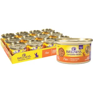 Wellness Complete Health Pate Chicken Entree Grain-Free Natural Canned Cat Food, 3-oz, case of 24