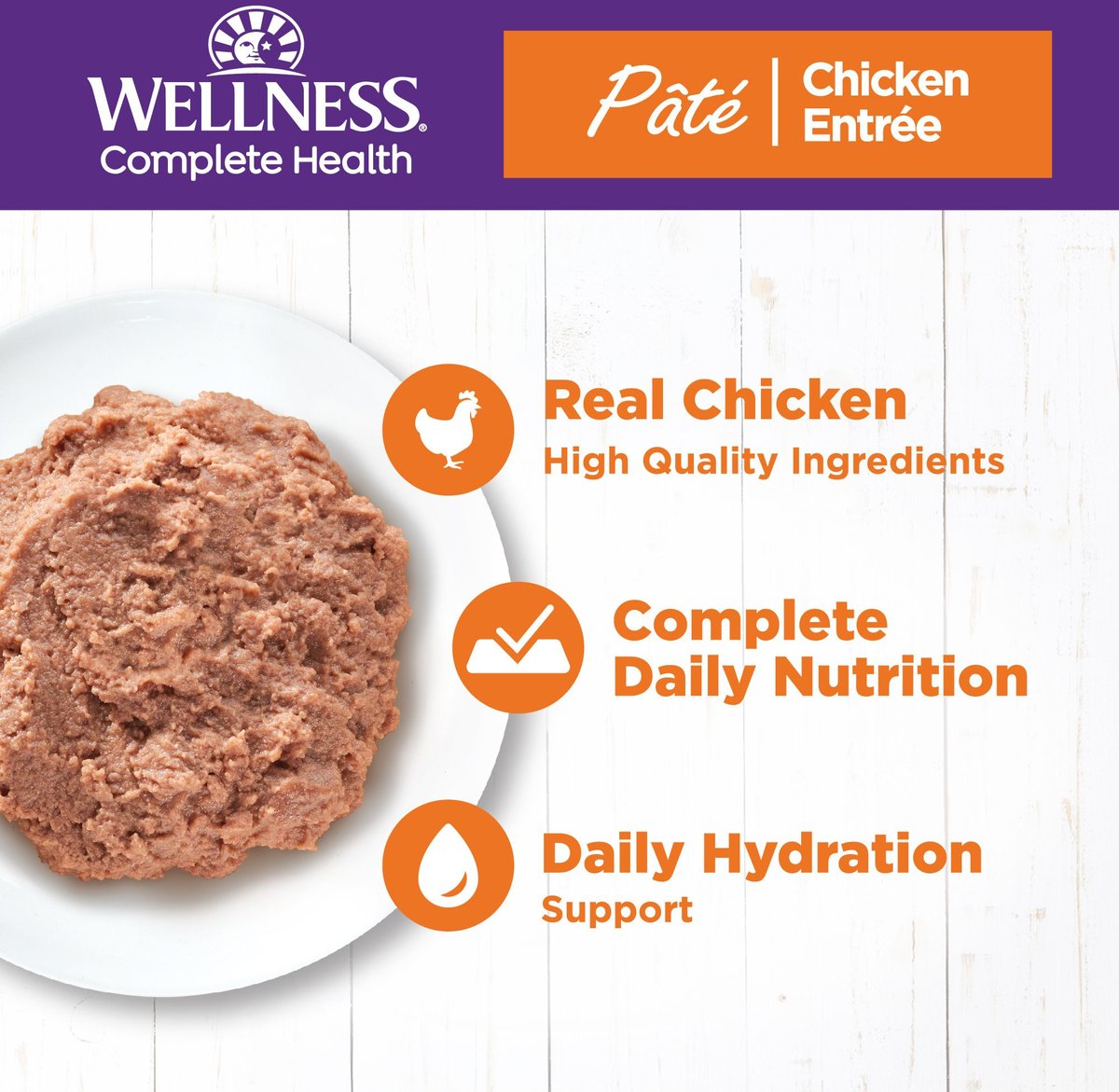 Wellness complete health natural grain free wet canned cat food pate recipe chicken pate sale