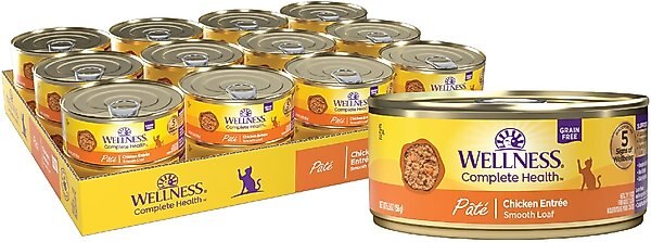 Wellness Complete Health Pate Chicken Entree Grain-Free Canned Cat Food, 5.5-oz, case of 24 slide 1 of 8