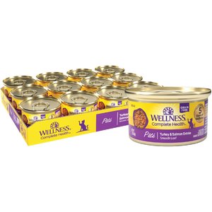 Wellness Complete Health Turkey & Salmon Formula Grain-Free Natural Canned Cat Food, 3-oz, case of 24