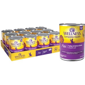 Wellness Complete Health Turkey & Salmon Formula Grain-Free Natural Canned Cat Food, 12.5-oz, case of 12