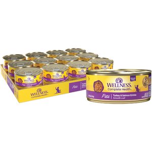 Wellness Complete Health Turkey & Salmon Formula Grain-Free Canned Cat Food, 5.5-oz, case of 24