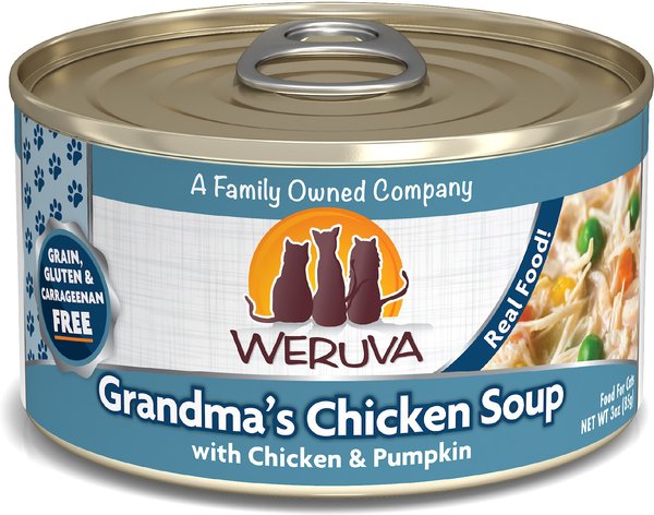 Weruva Grandma's Chicken Soup with Chicken & Pumpkin Grain-Free Canned Cat Food, 3-oz, case of 24 slide 1 of 9