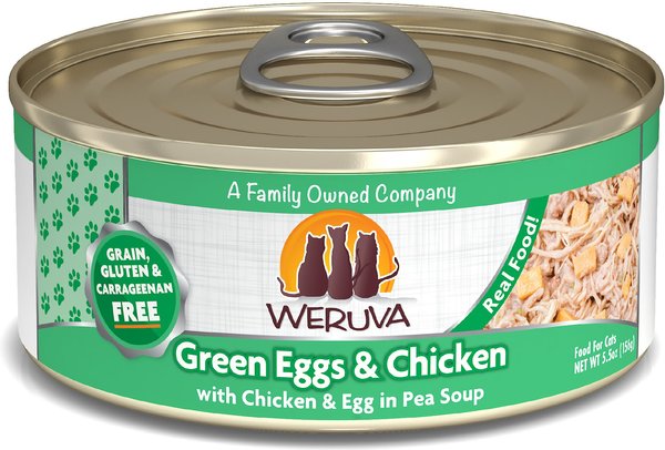 Weruva Green Eggs & Chicken with Chicken, Egg & Greens in Gravy Grain-Free Canned Cat Food, 5.5-oz, case of 24 slide 1 of 9