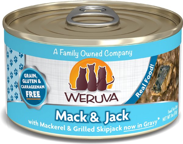 Weruva Mack & Jack with Mackerel & Grilled Skipjack Grain-Free Canned Cat Food, 3-oz, case of 24 slide 1 of 9