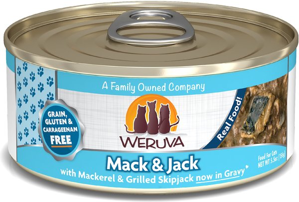 Weruva Mack & Jack with Mackerel & Grilled Skipjack Grain-Free Canned Cat Food, 5.5-oz, case of 24 slide 1 of 9