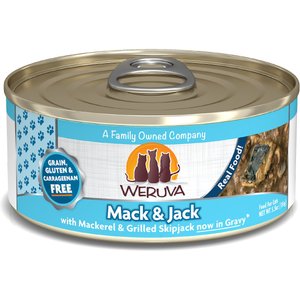 Weruva Mack & Jack with Mackerel & Grilled Skipjack Grain-Free Canned Cat Food, 5.5-oz, case of 24